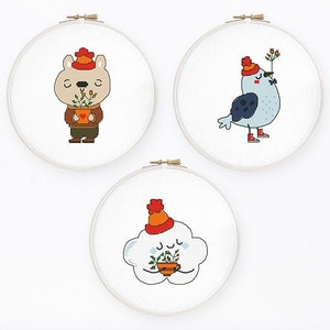 Schema punto croce animali natalizi Set di 3 personaggi invernali punto croce Punto croce festivo, Download immediato PDF #1988