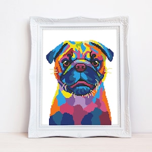 Colorful Pug Cross Stitch Pattern Abstract Rainbow Pug Cross - Etsy
