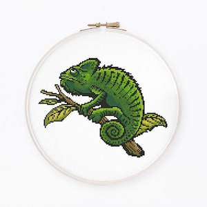 Colorful chameleon cross stitch pattern Abstract chameleon Rainbow lizard cross stitch Mandala chameleon, Instant download PDF #1959