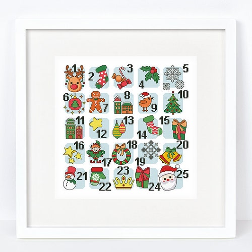 Advent Calendar Cross Stitch Pattern Modern Christmas Etsy