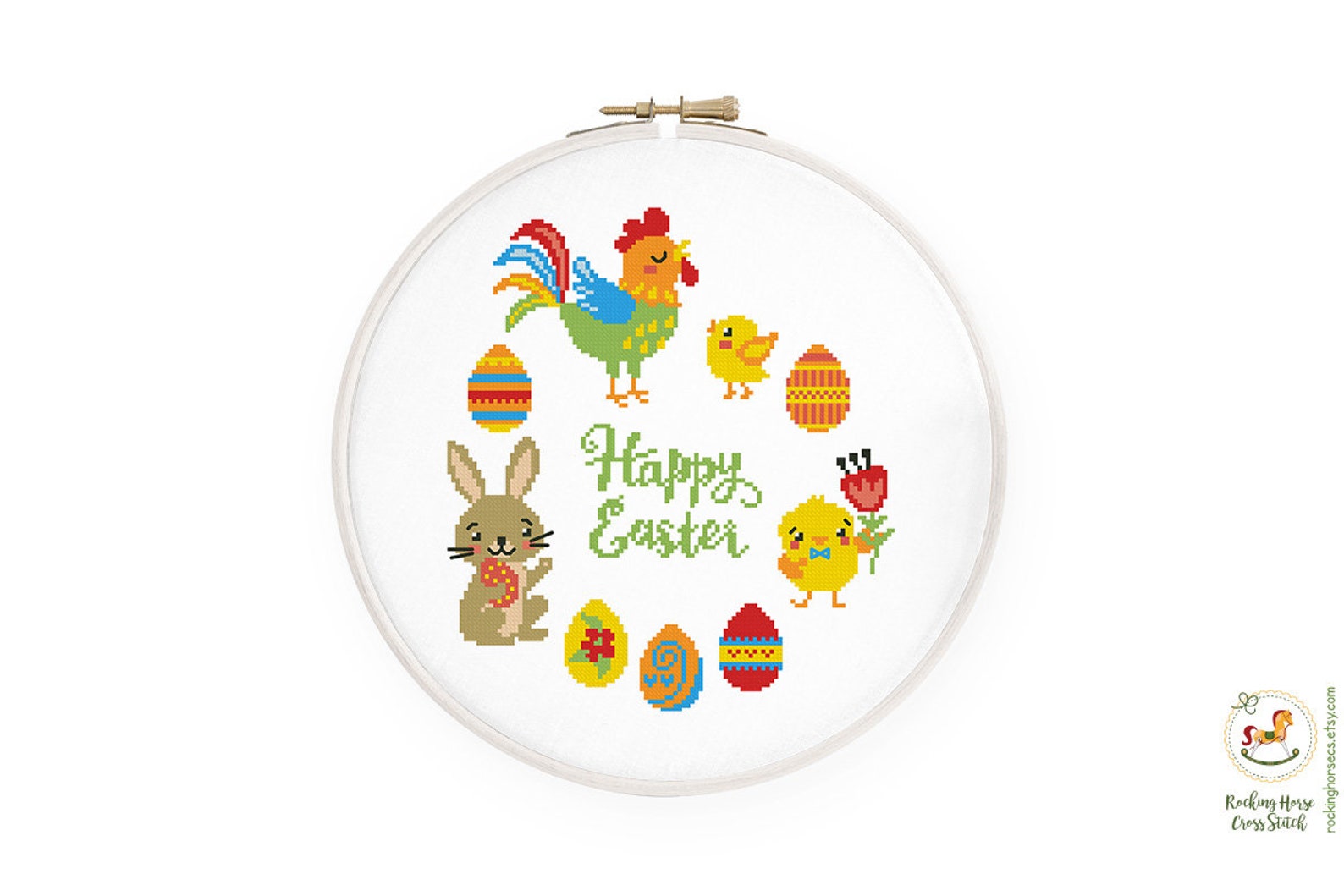 Happy Easter Cross Stitch Pattern Spring Wreath Cross Stitch | Etsy
