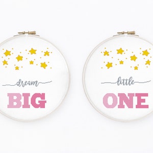 Dream big cross stitch pattern Set of 2 nursery cross stitch New baby girl cross stitch, Easy, Instant download PDF #571