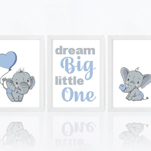 Dream big cross stitch pattern Set of 3 blue nursery cross stitch New baby boy cross stitch, Instant download PDF #024