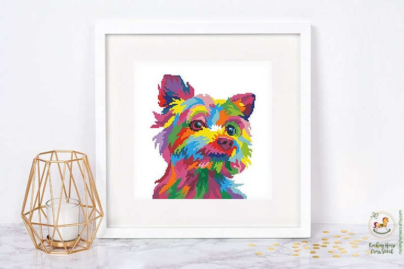 Colorful Maltese Dog Cross Stitch Pattern Abstract Rainbow | Etsy