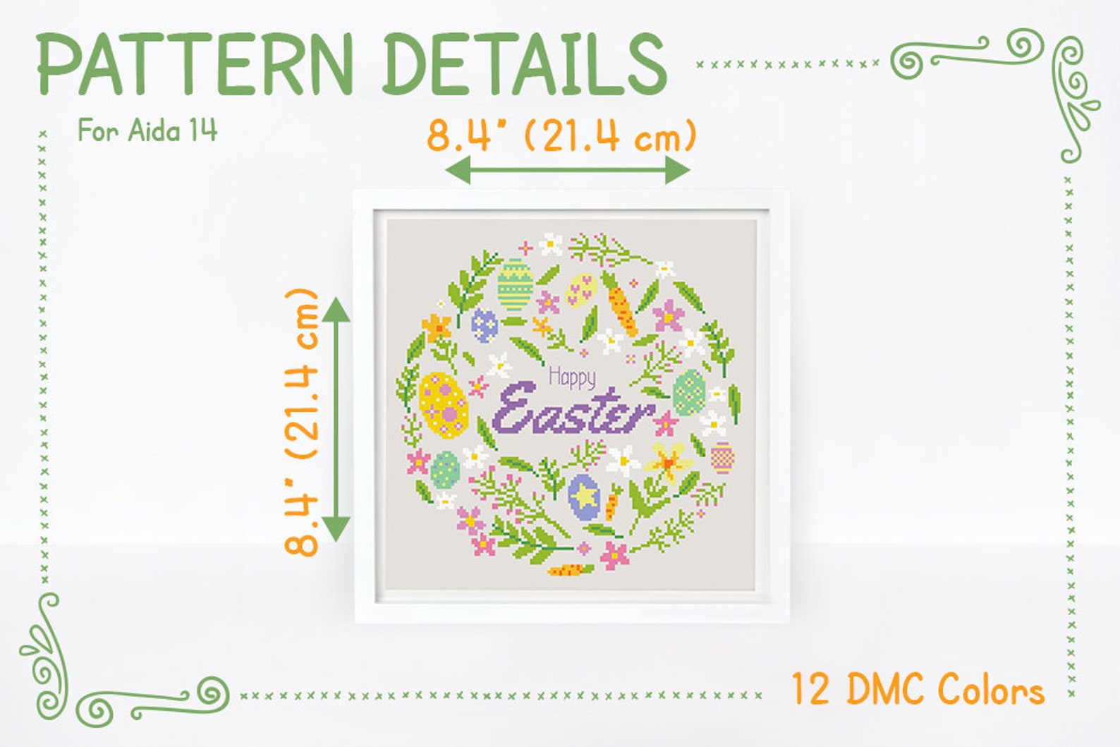Happy Easter cross stitch pattern Spring cross stitch Egg hunt | Etsy