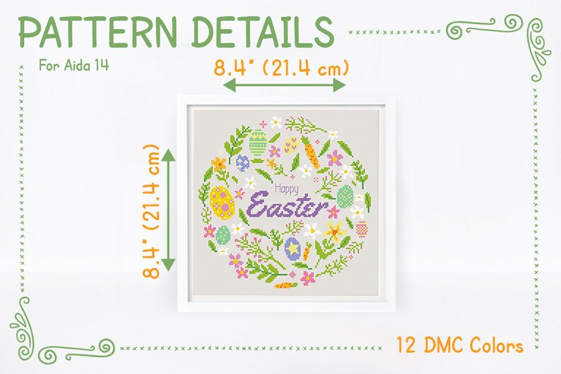 Happy Easter Cross Stitch Pattern Spring Cross Stitch Egg Hunt Easy ...