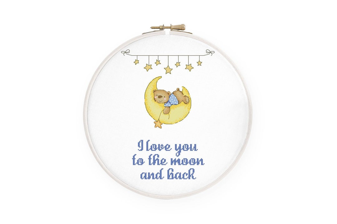 I Love You to the Moon and Back Cross Stitch Pattern Baby Bear Cross ...