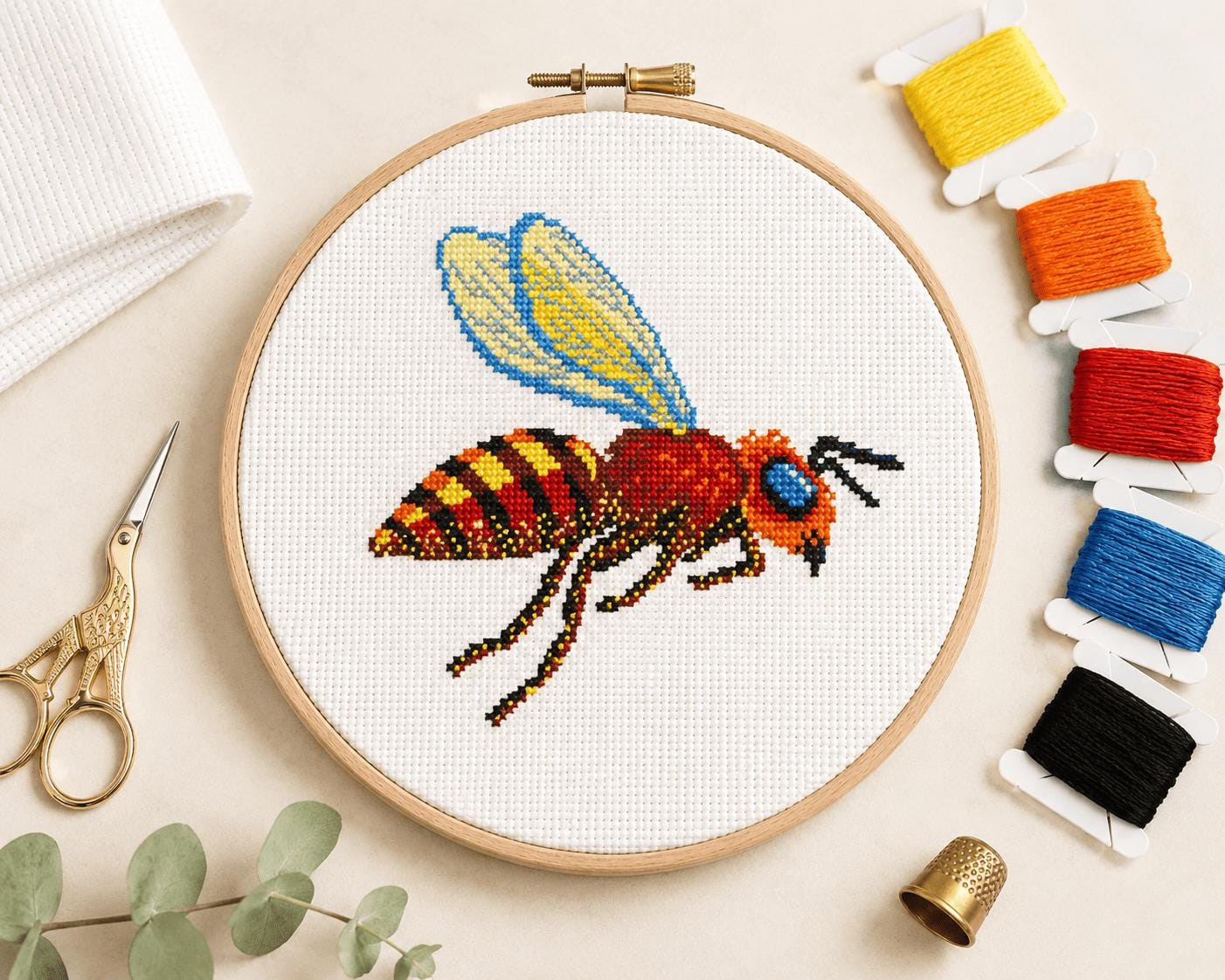 Honey Bee Cross Stitch Pattern | Colorful Insect PDF Instant Download ...