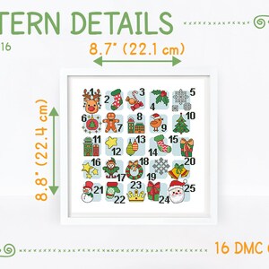 Christmas cross stitch pattern Advent calendar cross stitch Countdown to Christmas chart, Instant download PDF 1895 image 3