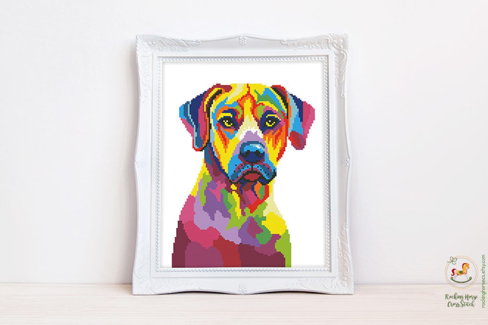 Colorful Rhodesian Ridgeback Cross Stitch Pattern Abstract Ridgeback ...
