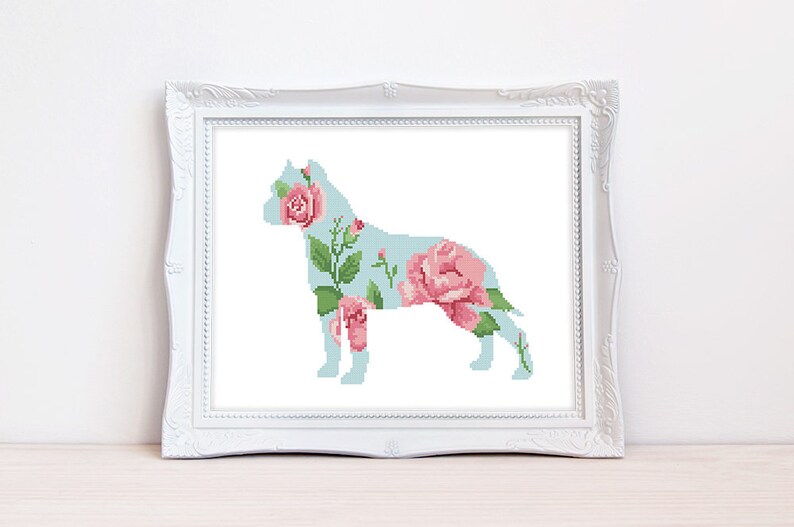 American Staffordshire Terrier cross stitch pattern Staffy Etsy