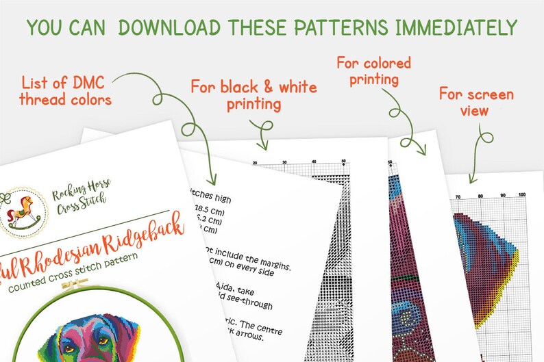 Rainbow Rhodesian Ridgeback Cross Stitch Pattern Abstract Colorful ...