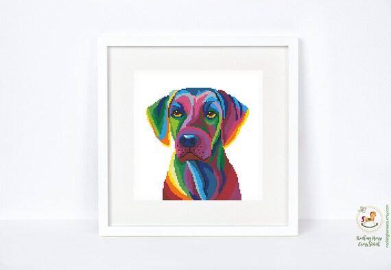 Rainbow Rhodesian Ridgeback Cross Stitch Pattern Abstract | Etsy