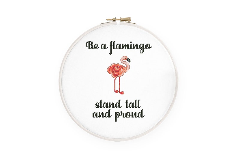 Be a flamingo cross stitch pattern, Floral inspirational quote cross stitch Motivational quotation cross stitch, Instant download PDF 301 image 1