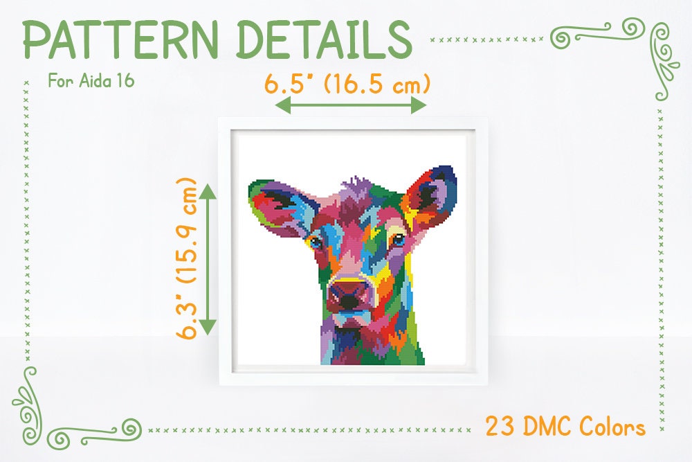 Colorful Fawn Cross Stitch Pattern Abstract Wild Rainbow Deer Cross ...