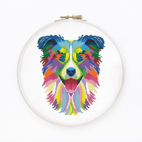 Colorful Frenchie Cross Stitch Pattern Abstract Rainbow French - Etsy