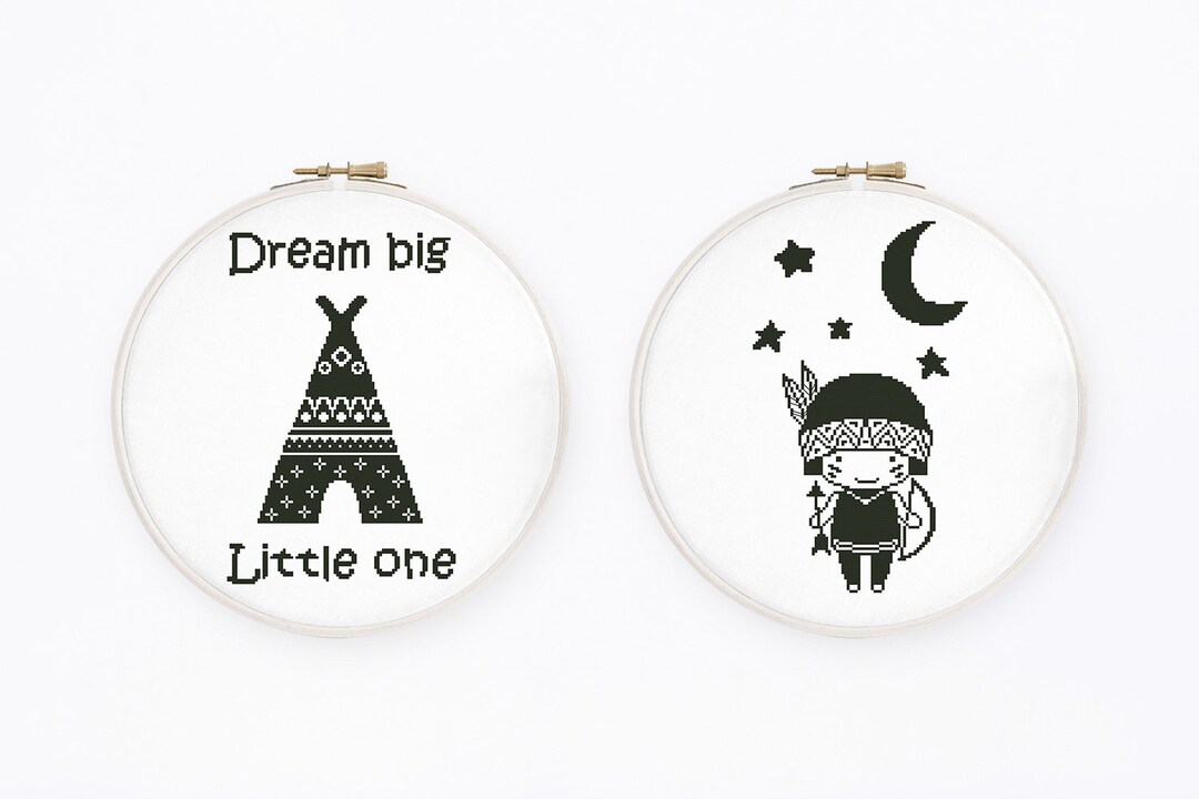 Dream Big Cross Stitch Pattern Set of 2 Baby Boy Cross Stitch Etsy