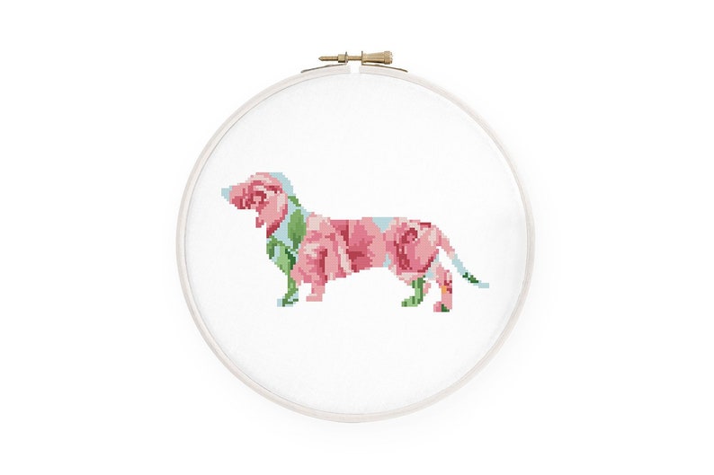 Cross stitch pattern Lady with dogs in blue PDF woman and dogs Instant download