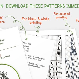 May include: A cross stitch pattern for a bear with feathers. The pattern is available for download in black and white, color, and a screen view. The pattern is 18.7 inches high, 19 inches wide, and 5 inches deep.
