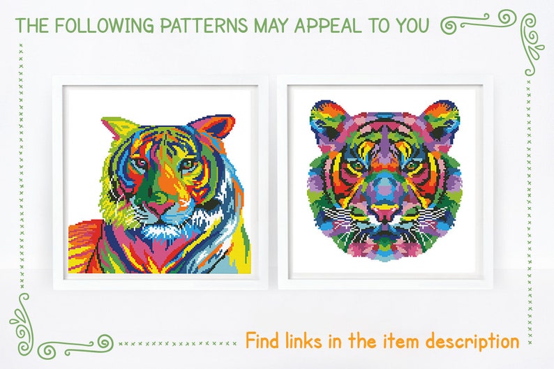 Colorful Tiger Cross Stitch Pattern Abstract Rainbow Tiger - Etsy