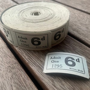 Vintage Tickets Papier Ephemera Pre-Dezimal blassblau grau „Admit One“ Ticket