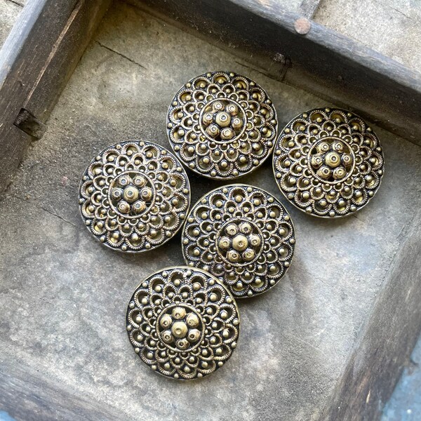 Tiny Treasures Vintage Bronze Toned Filigree Button