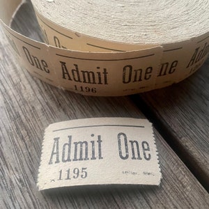 Vintage Tickets Papier Ephemera Pre-Decimal Pale Mustard „Admit One“ Ticket