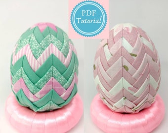 TUTORIAL, Ombre quilted egg pattern, no sew quilted egg, step by step instructions, easter egg decor, DIY quilted egg