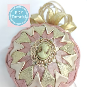 TUTORIAL pdf file, star gazer ball pattern, no sew quilted ornament, step by step instructions,  christmas decor, DIY quilted ornament