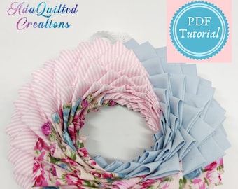 Swirl Wreath Pattern Tutorial, Folded Fabric, No Sew (PDF File)