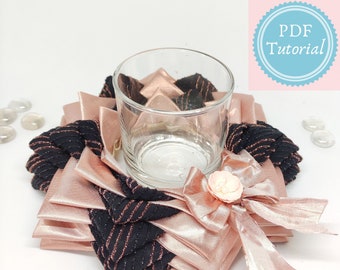 No Sew Quilted Candle Holder Tutorial, Folded Fabric Wreath (PDF Pattern)