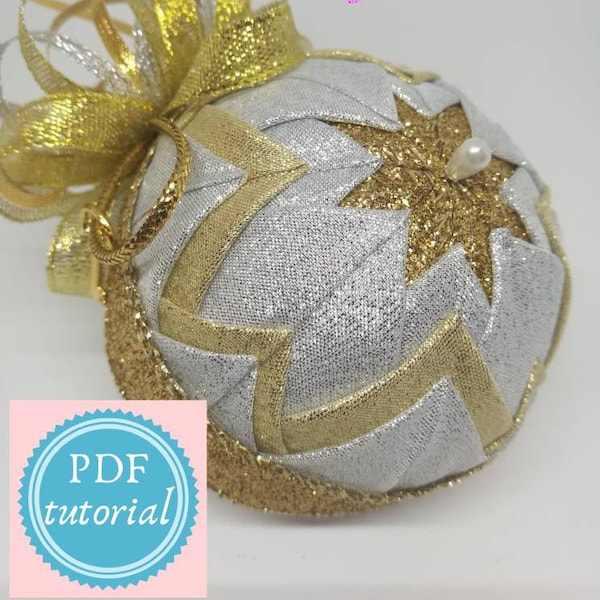 TUTORIAL, basic quilted star ball pattern, no sew quilted ornament, step by step instructions,  christmas decor, DIY quilted ornament