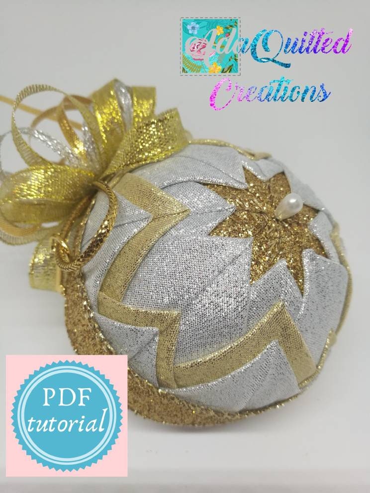 TUTORIAL, basic quilted star ball pattern, no sew quilted ornament, step by step instructions,  christmas decor, DIY quilted ornament