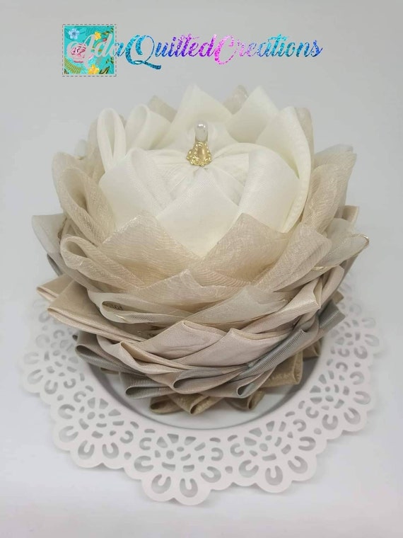 Fabric Lotus Flower Fabric Water Lily Flower Tabletop Decor Etsy