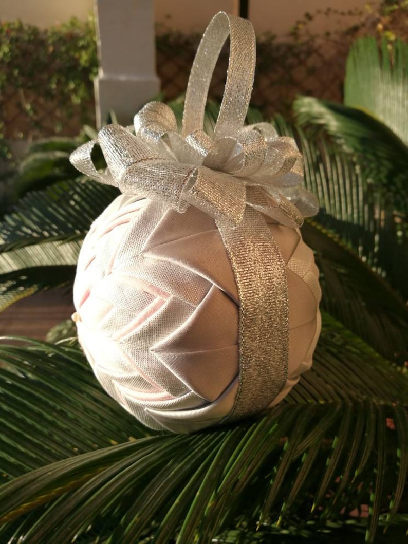 gift folded fabric ornament mantel decor christmas present Christmas tree ornament housewarming gift quilted Christmas bauble ornament