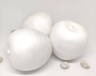 3'' Styrofoam apples in sets of six, 8cm (3.15") styrofoam apples, polystyrene pomegranates or pears in sets of two, foam fruit in sets