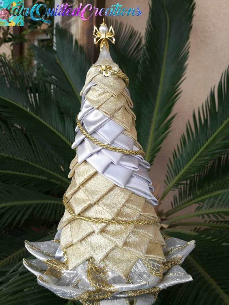 Christmas Tabletop Tree With a Skirt Quilted Tabletop Tree Etsy