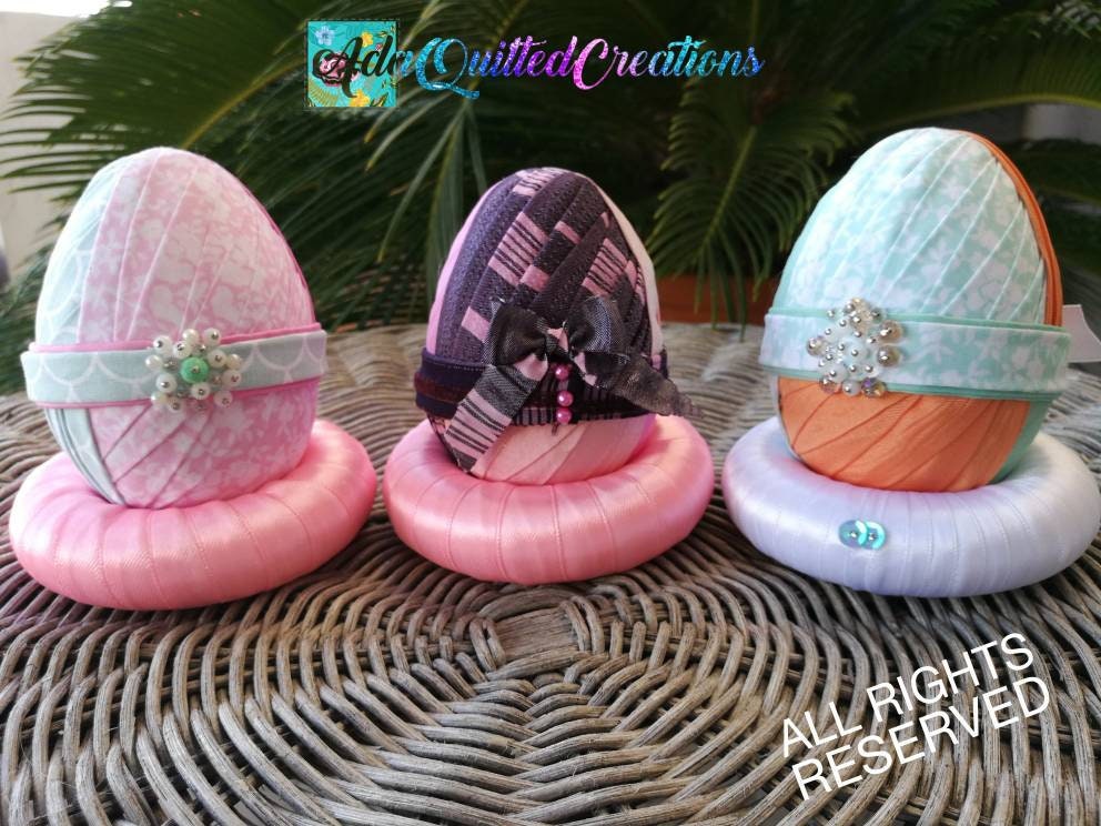 Uovo di Pasqua trapuntato, uova di Pasqua in tessuto, bomboniere pasquali, riempitivi per cestini pasquali, uova decorative pasquali, uovo di Pasqua i