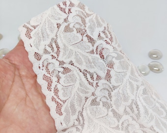 Romantic Nylon elastic flowery lace by the meter, beautiful stretch lace 13.5 cm (5 1/4 inches) available in two colors, DIY sewing projects