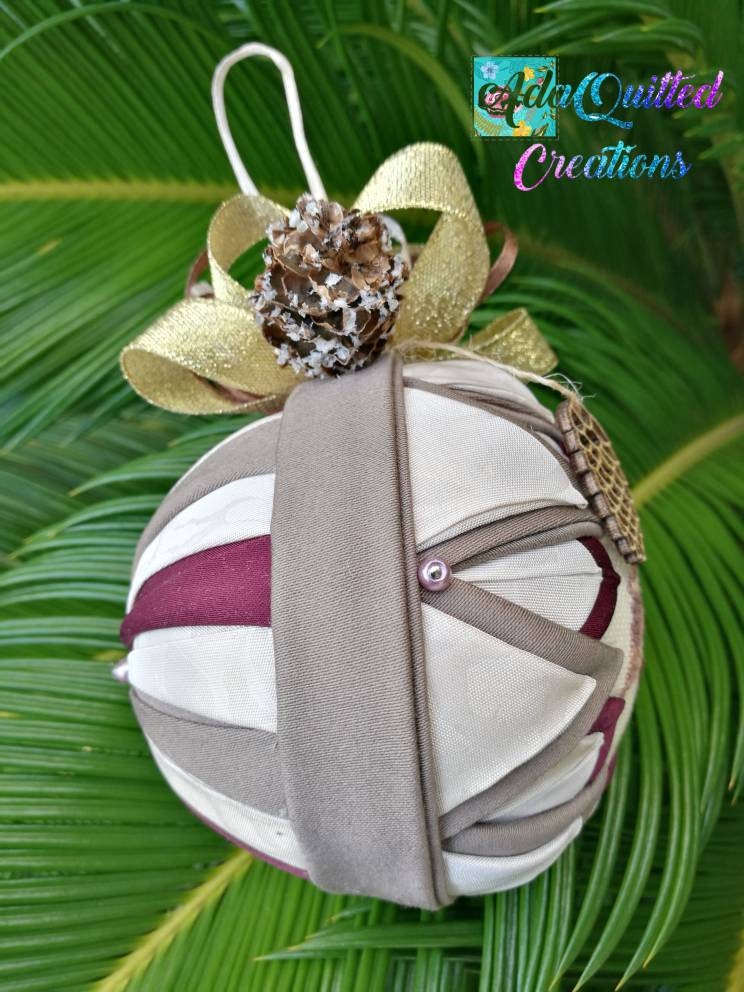 Fall collection quilted Christmas bauble quilted ornaments Etsy