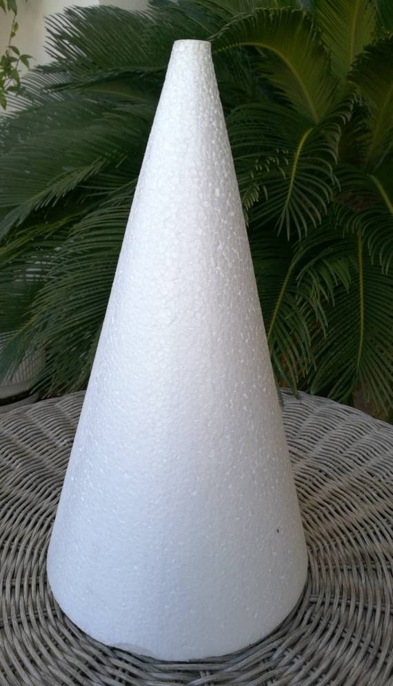 Large Styrofoam Cone, Polystyrene Cone, Wide Diameter Cone, Height 12.5 13  Inches Approximately, Diameter 7.87 Inches Approximately 