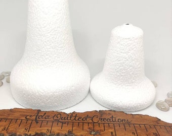 Styrofoam bells, two different sized foam bells 12cm (4.72") & 16cm (6.3") with base diameter 10.50 cm(4.13") and 13cm (5.12") respectively