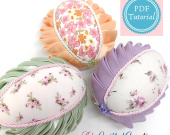 TUTORIAL, Phoenix rising pattern, Kimekomi and folded fabric egg, no sew quilted egg step by step instructions, easter egg, DIY kimekomi egg