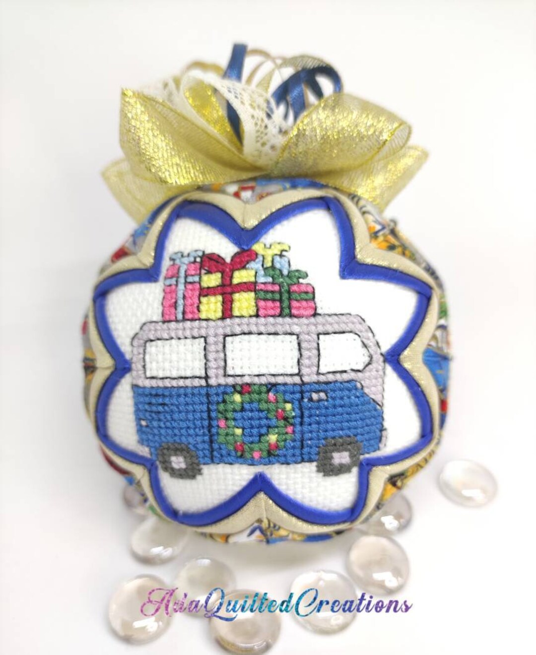 Adorno De Punto De Cruz De Camioneta Azul Adorno Para El Hogar Con adorno-de-punto-de-cruz-de-camioneta-azul-adorno-para-el-hogar-con