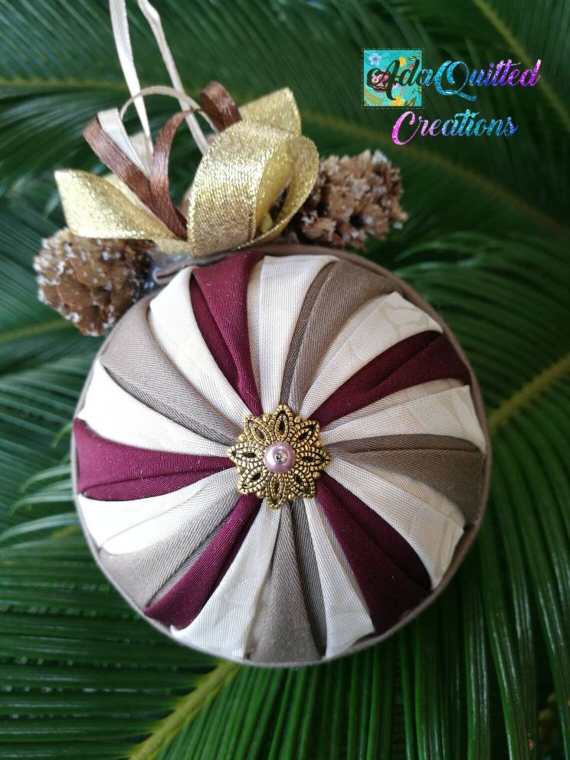 Fall collection quilted Christmas bauble quilted ornaments Etsy