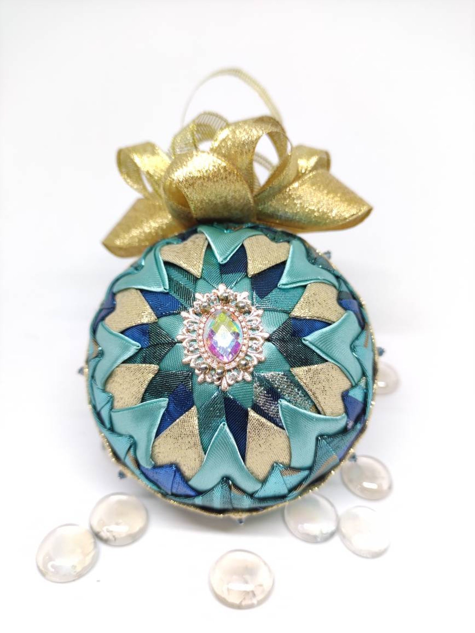 Christmas Quilted Ball Ornaments Fabric Ornaments Luxurious Etsy