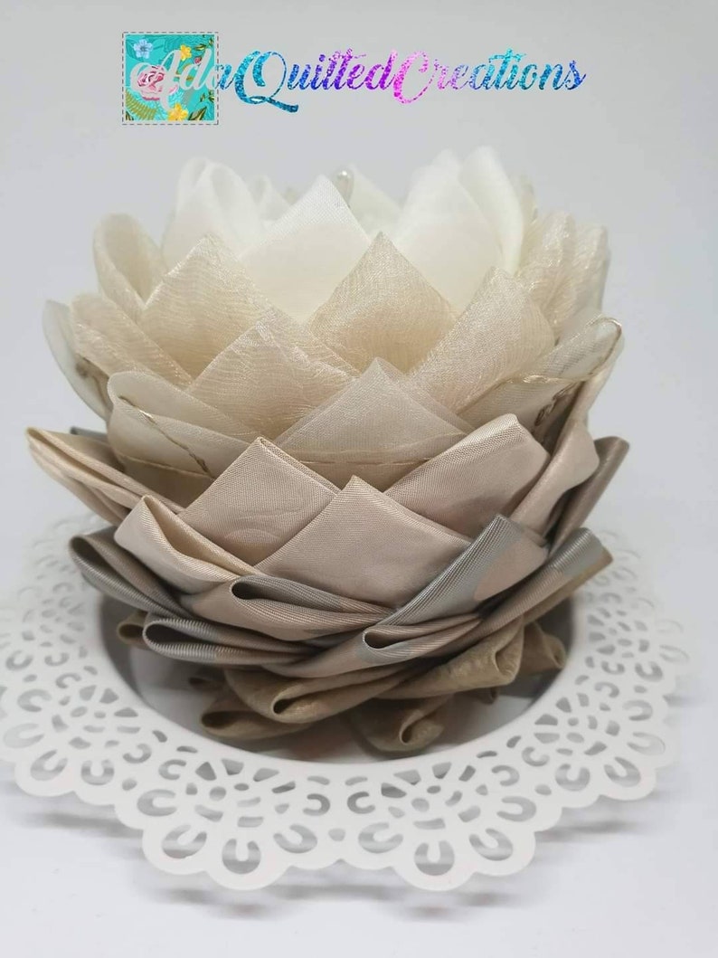 Fabric Lotus Flower Fabric Water Lily Flower Tabletop Decor Etsy