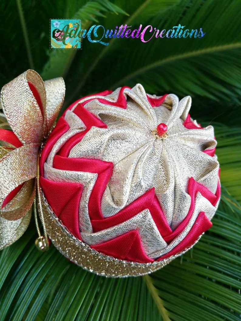 Christmas Ball Ornament Satin Quilted Ball Ornament Etsy