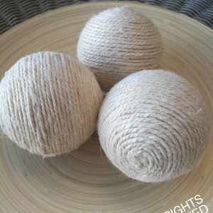 Rustic decor bowl fillers, jute rope balls in sets of three or individually, rustic decor rope Christmas ornament, coastal home decor