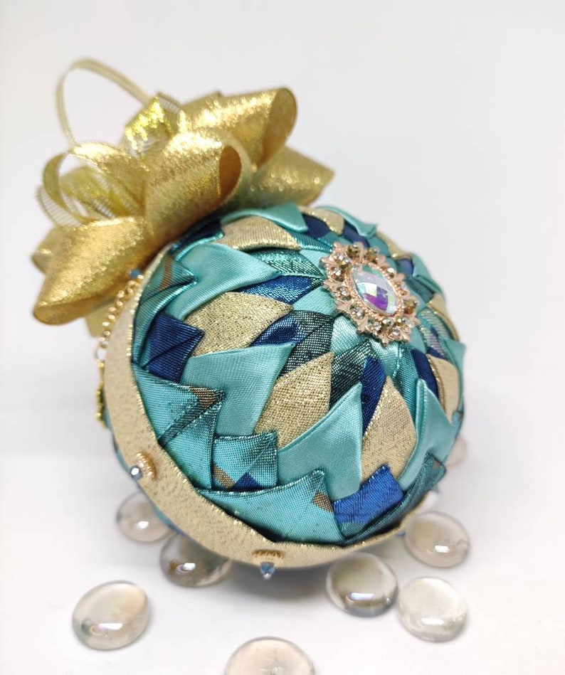 Christmas Quilted Ball Ornaments Fabric Ornaments Luxurious Etsy